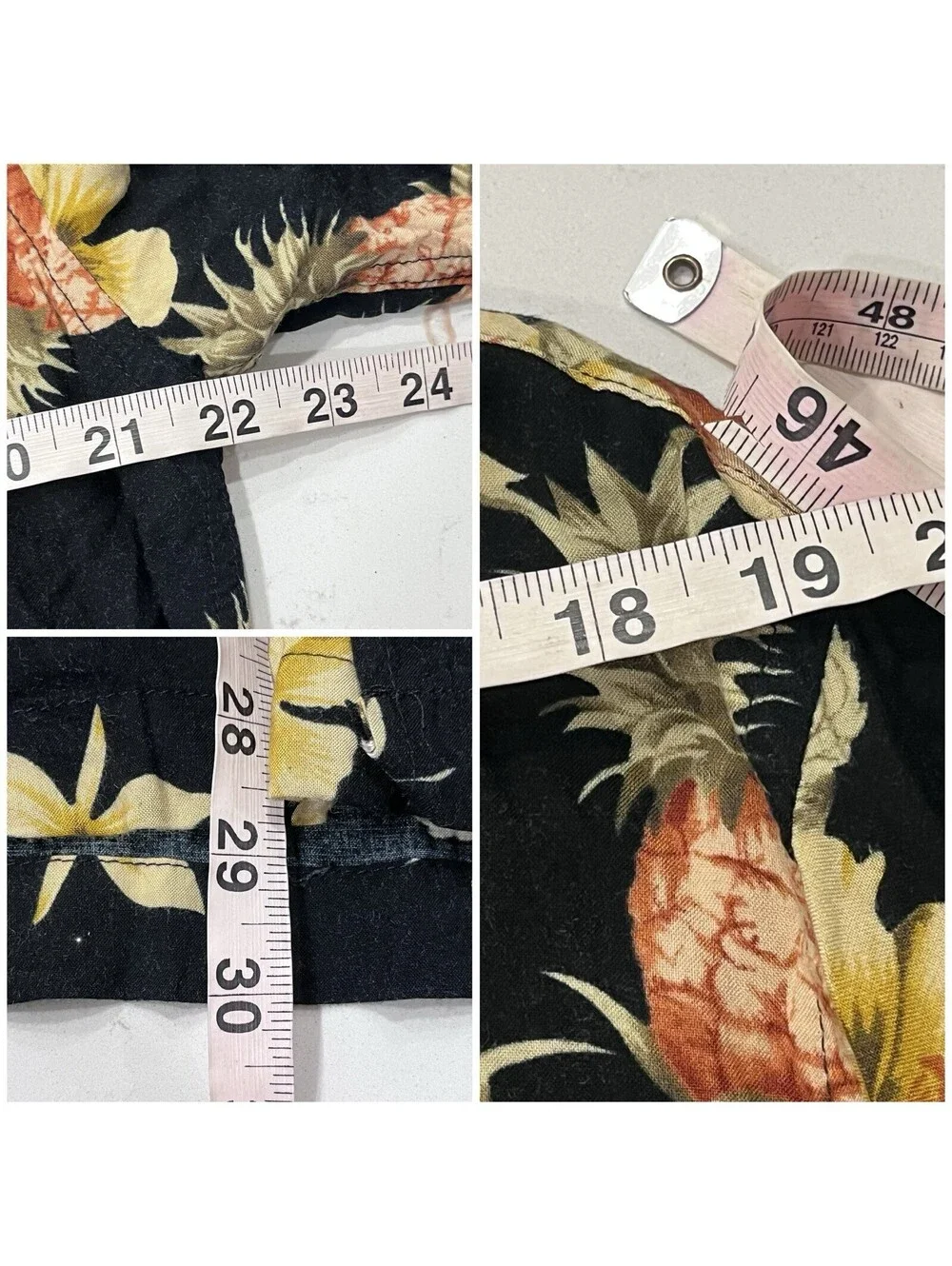 Steve & Barry’s Hawaiian L Shirt Black Pineapple Floral Tropical Aloha Resort